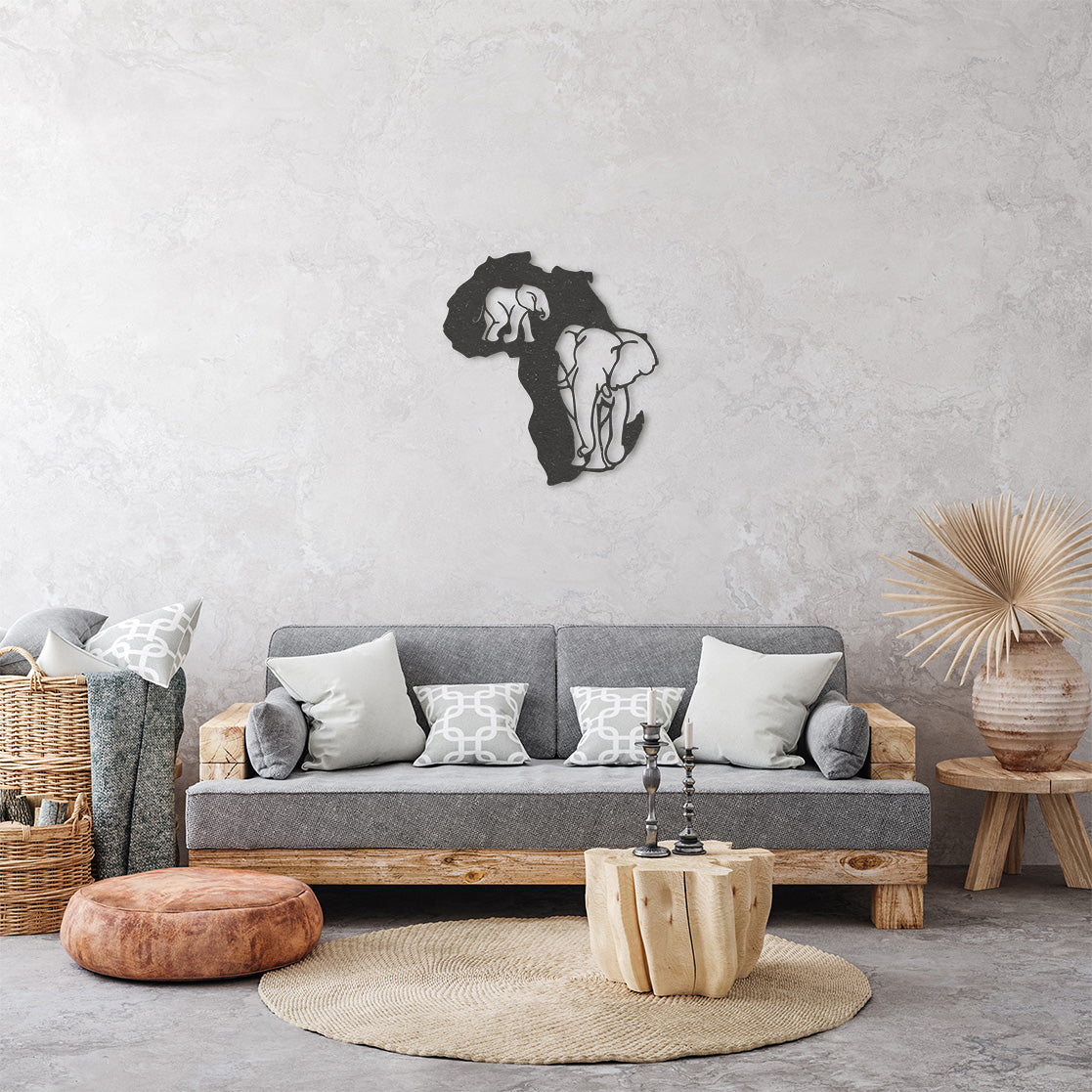 Wanddecoratie dieren | Kaart Afrika olifant