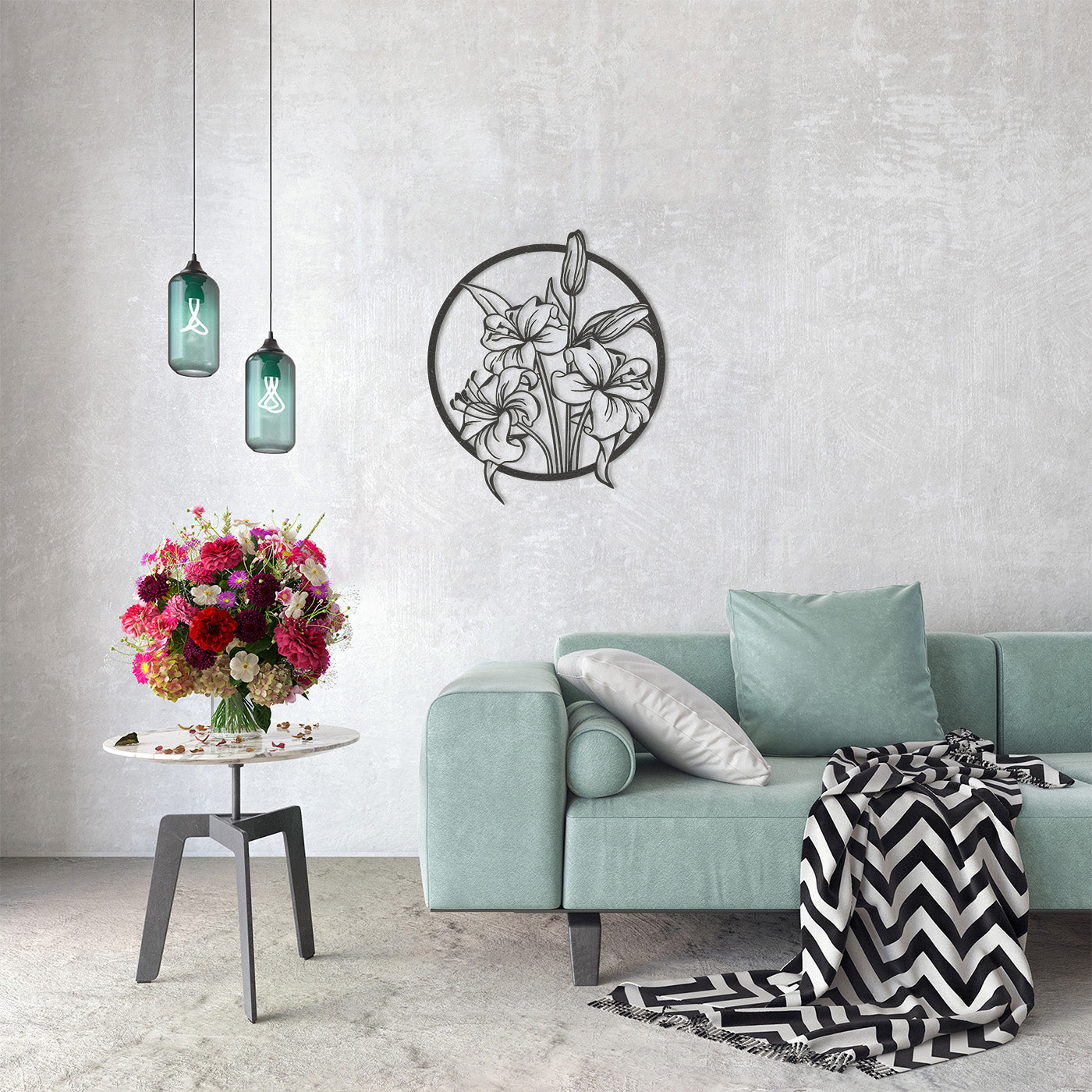 Wanddecoratie | Bloemen rond frame