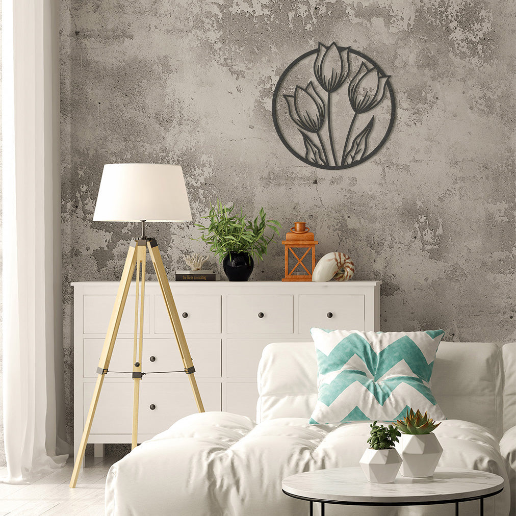 Wanddecoratie | Tulpen rond frame