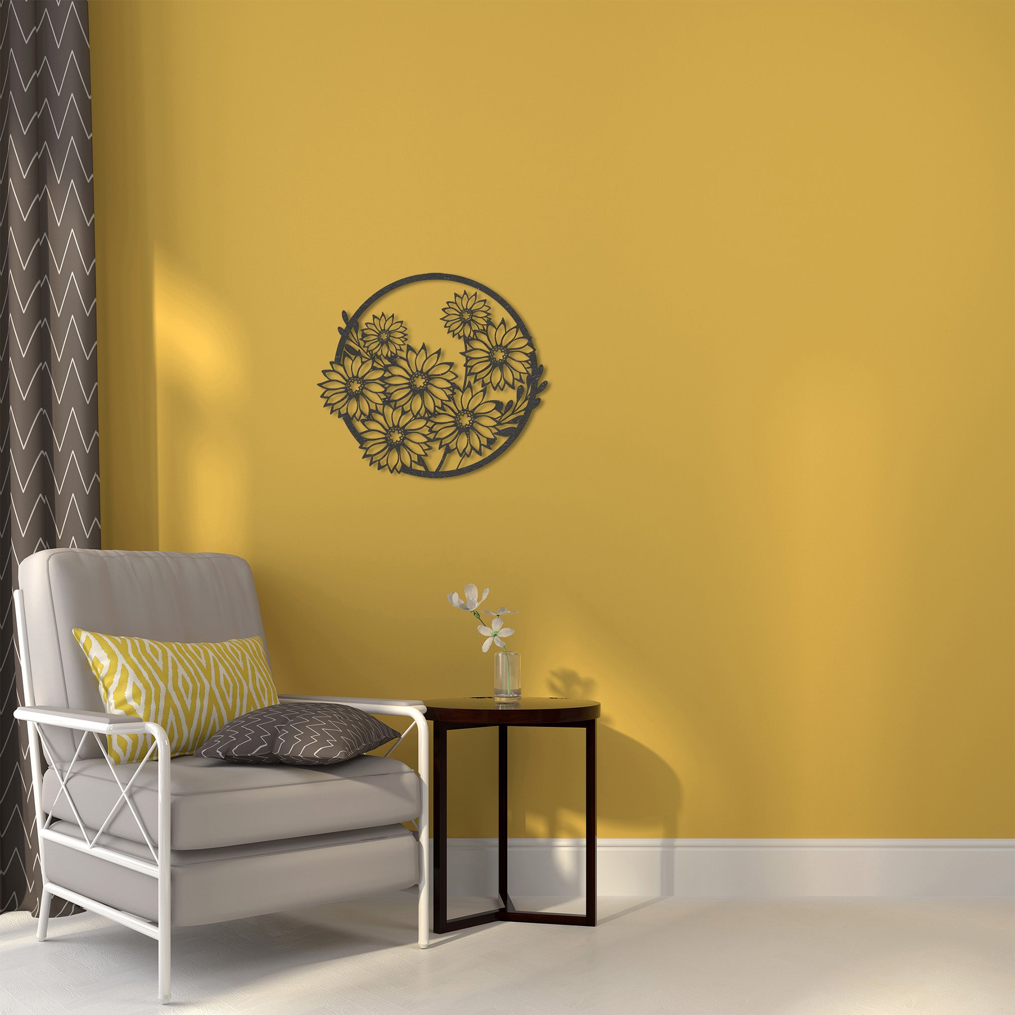Wanddecoratie | Zonnebloemen rond frame