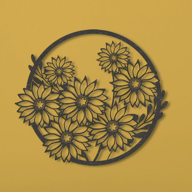 Wanddecoratie | Zonnebloemen rond frame