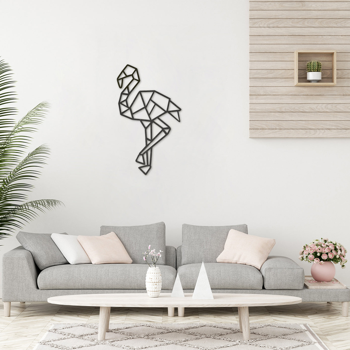 Wanddecoratie Polygon | Flamingo
