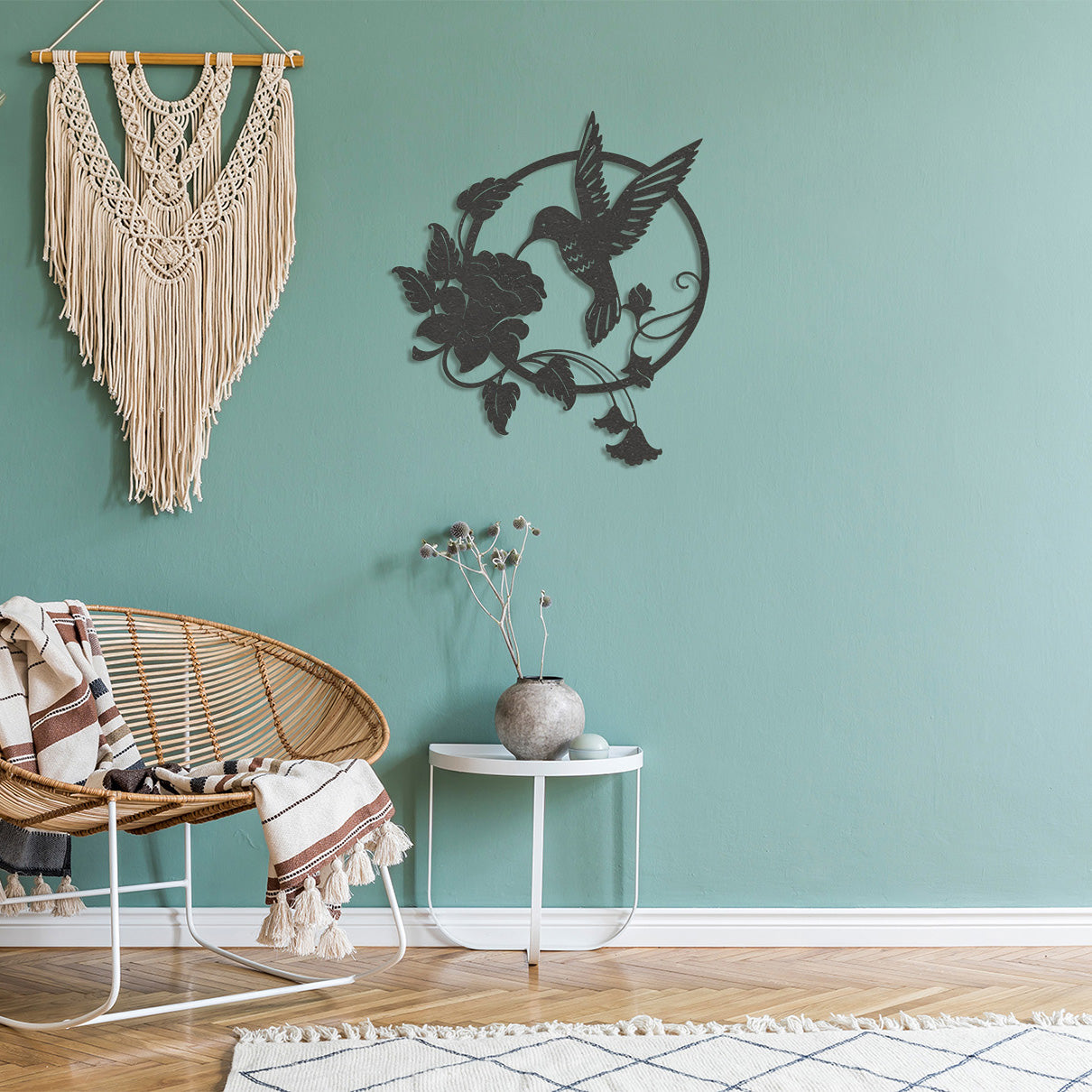 Wanddecoratie dieren | Kolibrie rond frame