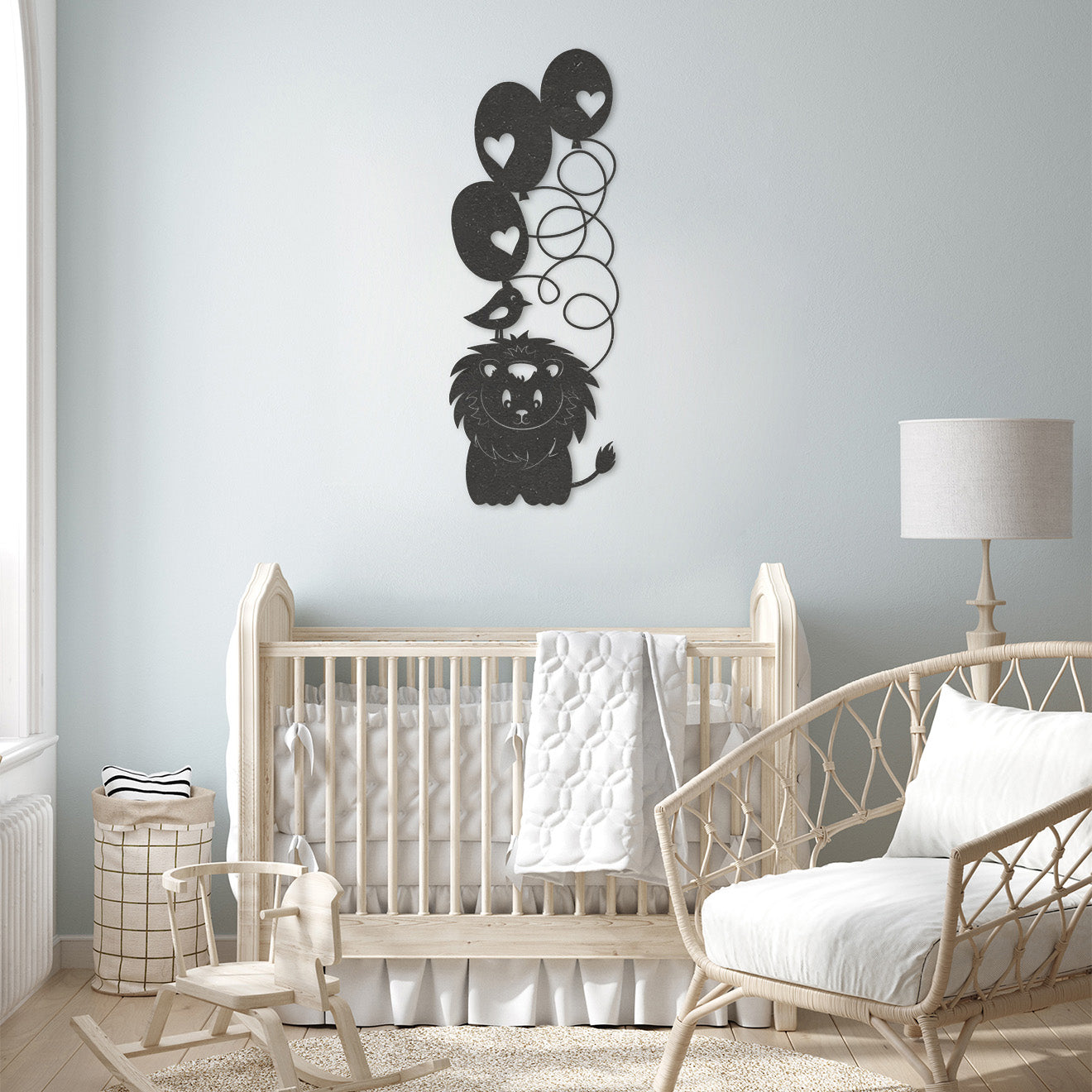 Wanddecoratie kinderen | Leeuwtje met ballonnen
