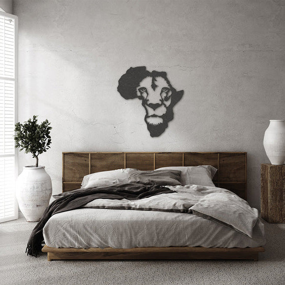 Wanddecoratie dieren | Kaart Afrika leeuw
