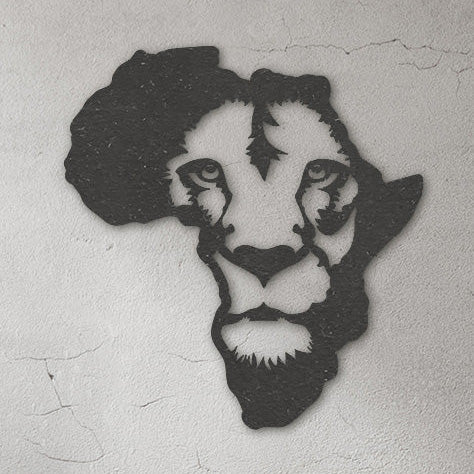 Wanddecoratie dieren | Kaart Afrika leeuw