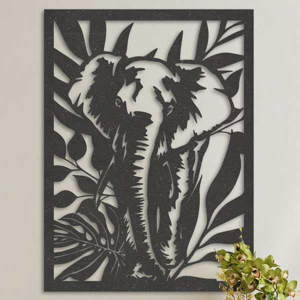 Wanddecoratie dieren | Olifant met bladeren
