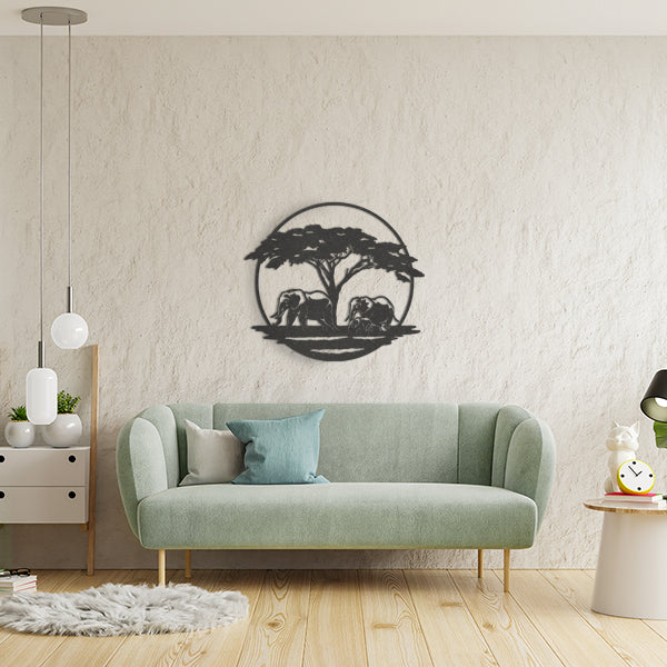 Wanddecoratie dieren | Olifant met boom