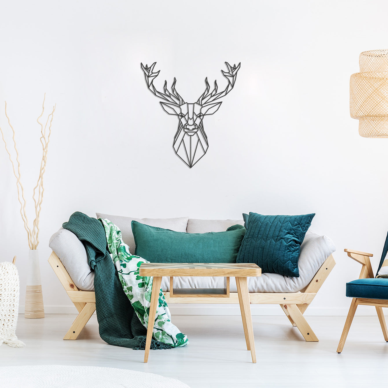 Wanddecoratie Polygon | Hert