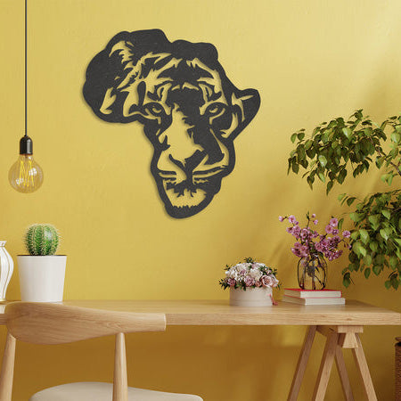 Wanddecoratie dieren | Kaart Afrika tijger