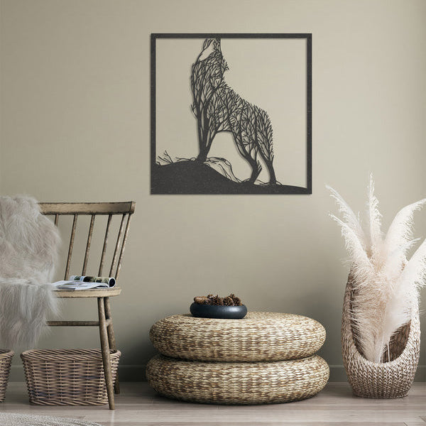 Wanddecoratie dieren | Wolf van takken