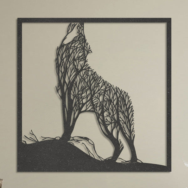 Wanddecoratie dieren | Wolf van takken
