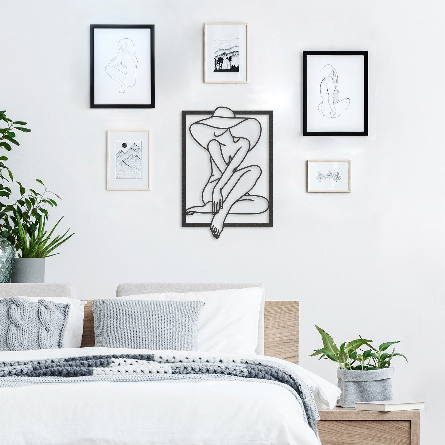 Wanddecoratie | Woman with hat in frame