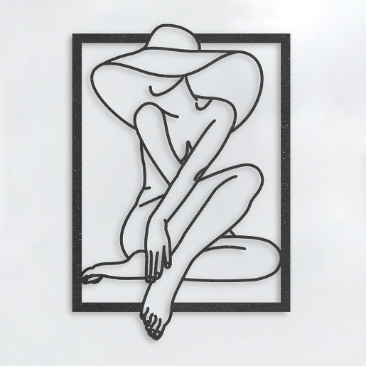 Wanddecoratie | Woman with hat in frame