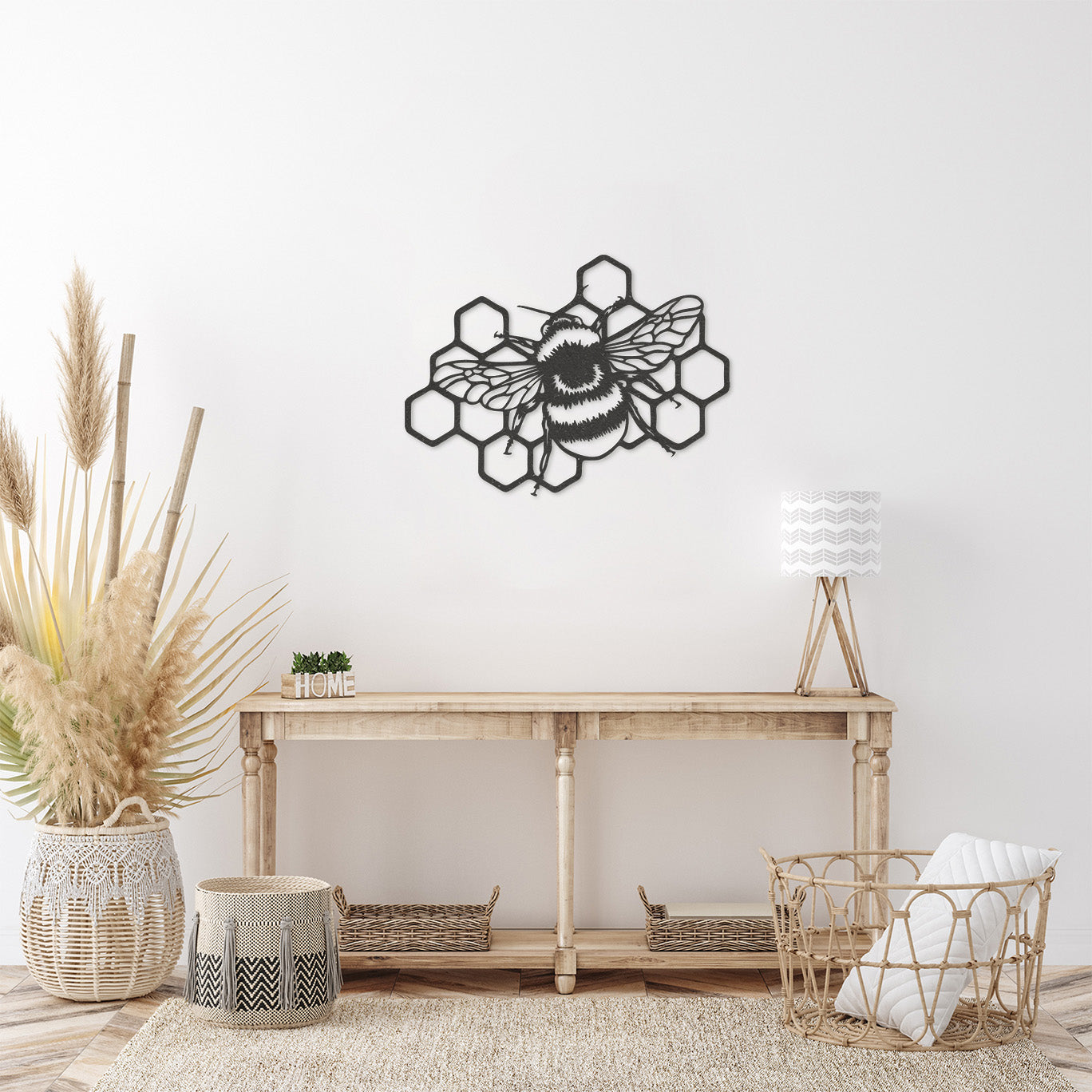 Wanddecoratie dieren | Bij met honingraat
