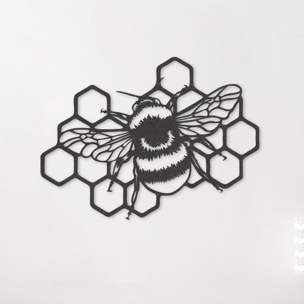 Wanddecoratie dieren | Bij met honingraat