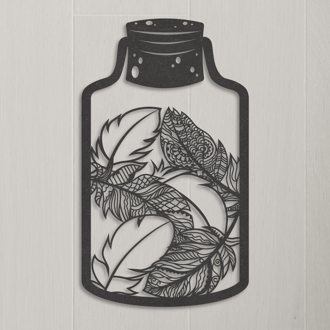 Wanddecoratie | Veren in fles