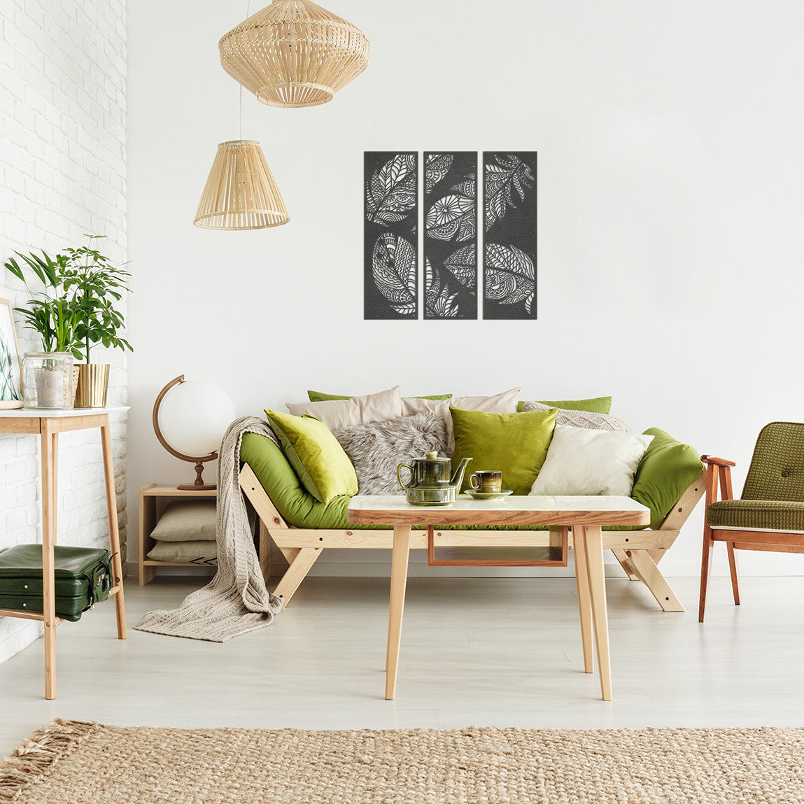 Wanddecoratie | Veren 3-luik