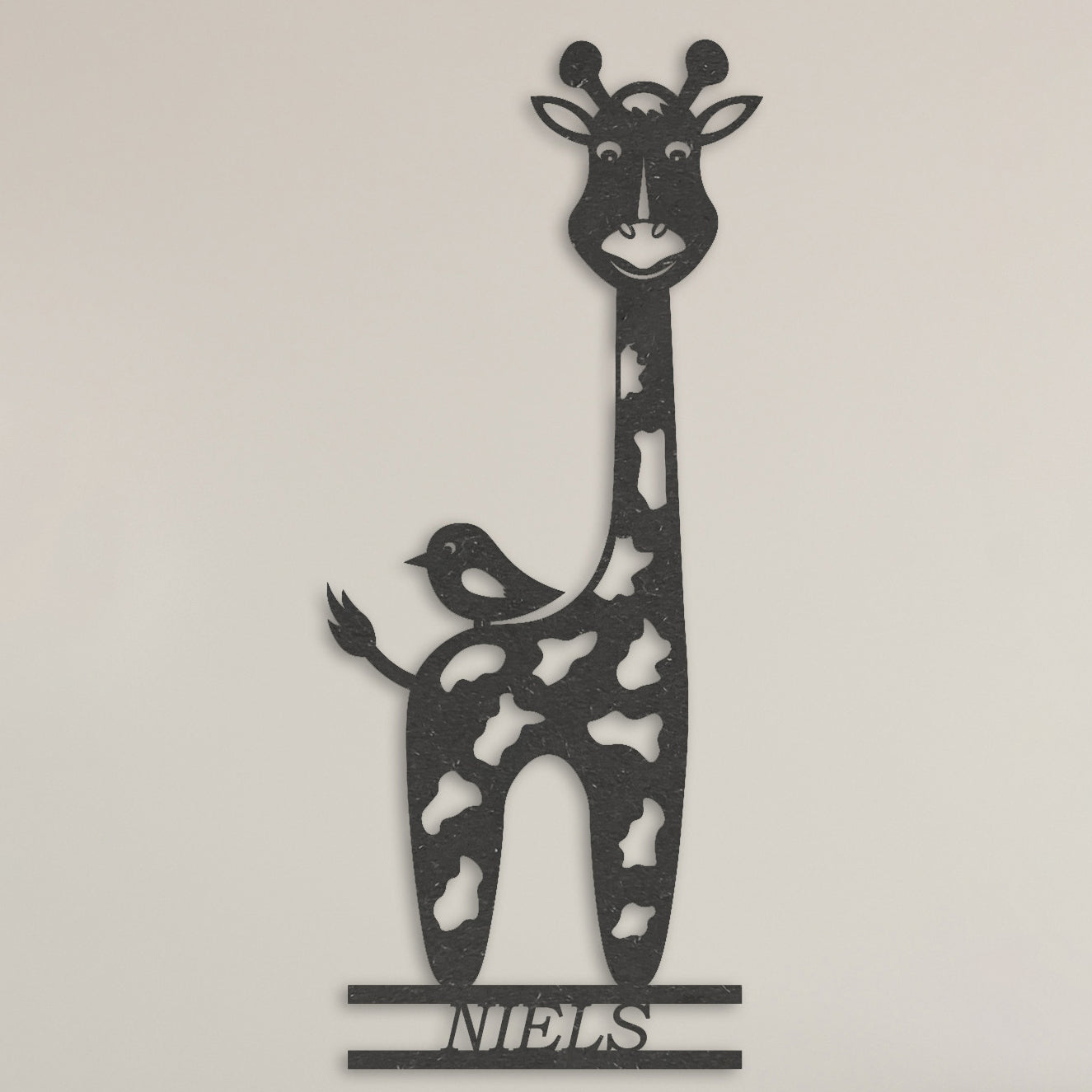 Wanddecoratie kinderen | Giraffe met vogeltje