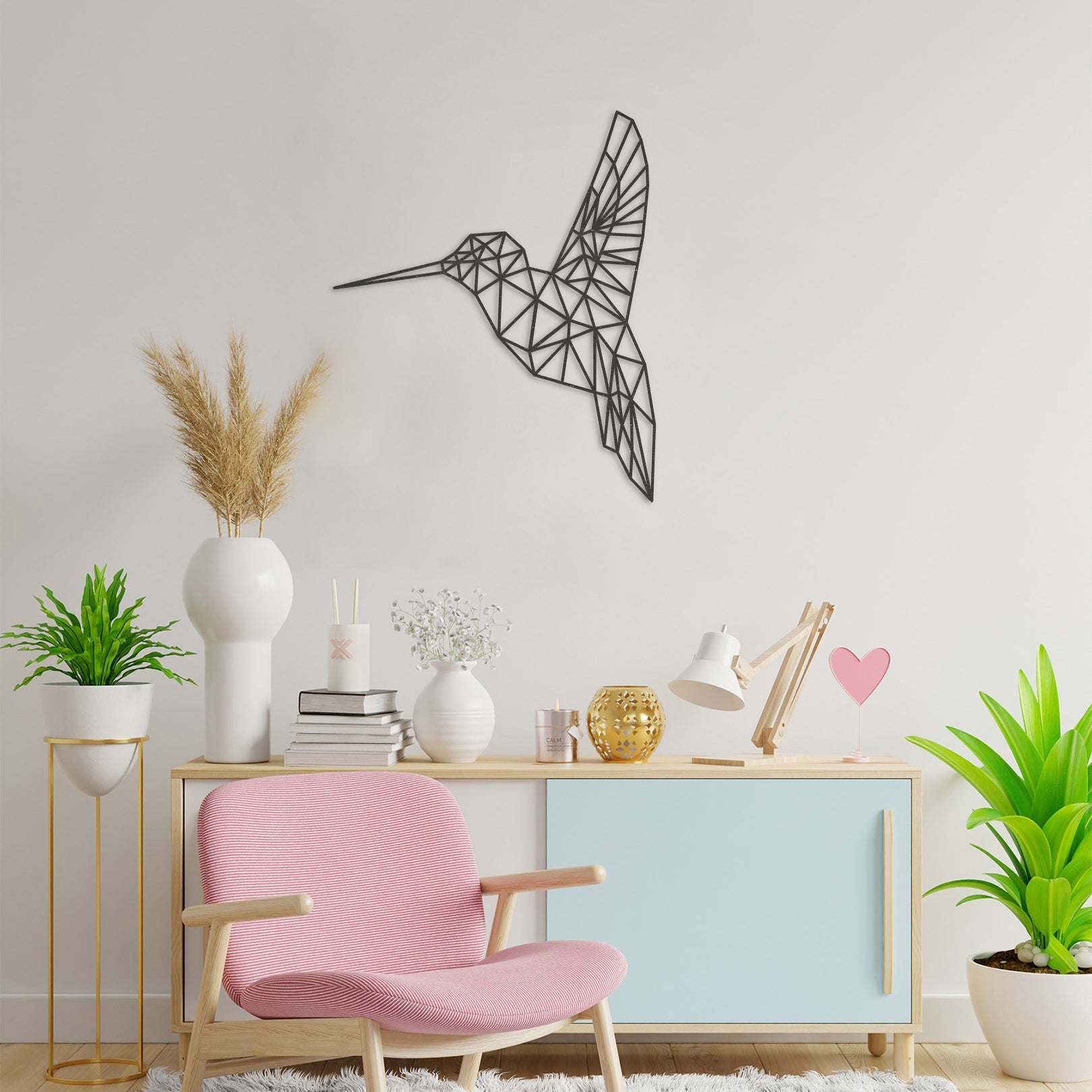 Wanddecoratie Polygon | Kolibrie