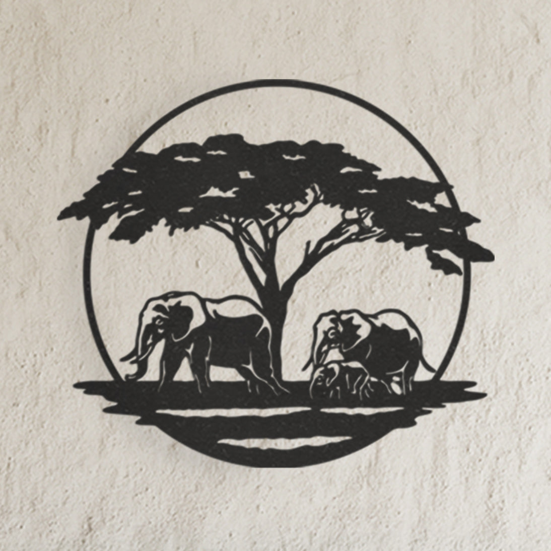 Wanddecoratie dieren | Olifant met boom